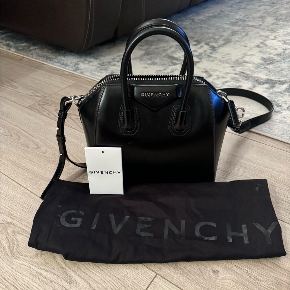 Givenchy Black and Silver Satchel with Structured Design